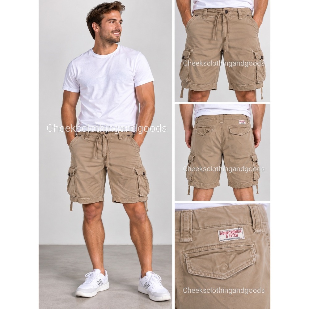 Abercrombie & Fitch Cargo Shorts Mens size 34 Khaki Y2K Vtg Paratrooper Utility